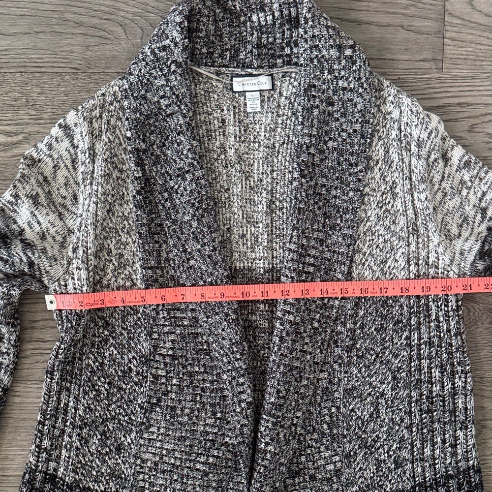 🌼CHARTER CLUB🌼 Black and Gray Knit Cardigan, Size L - Picture 3 of 5
